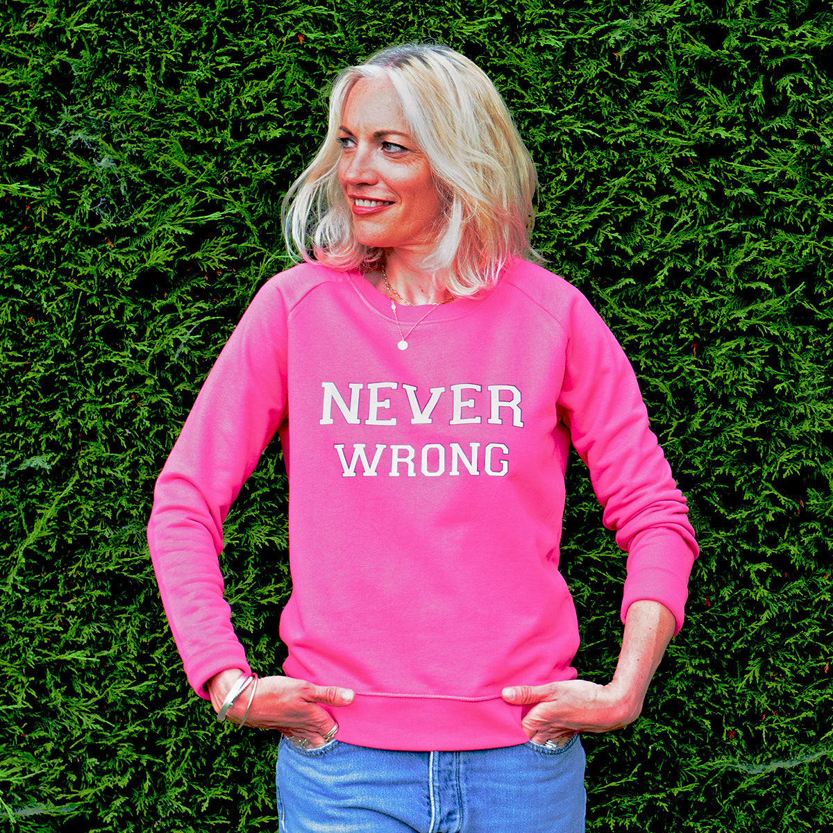 Hot pink crew neck sweatshirt online